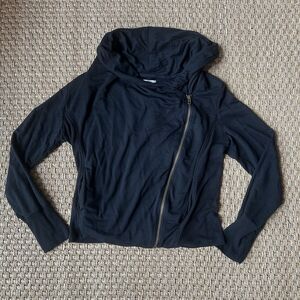 Caslon Women’s Cardigan/Shacket Asymmetric Zip Moto Style Black Size MP